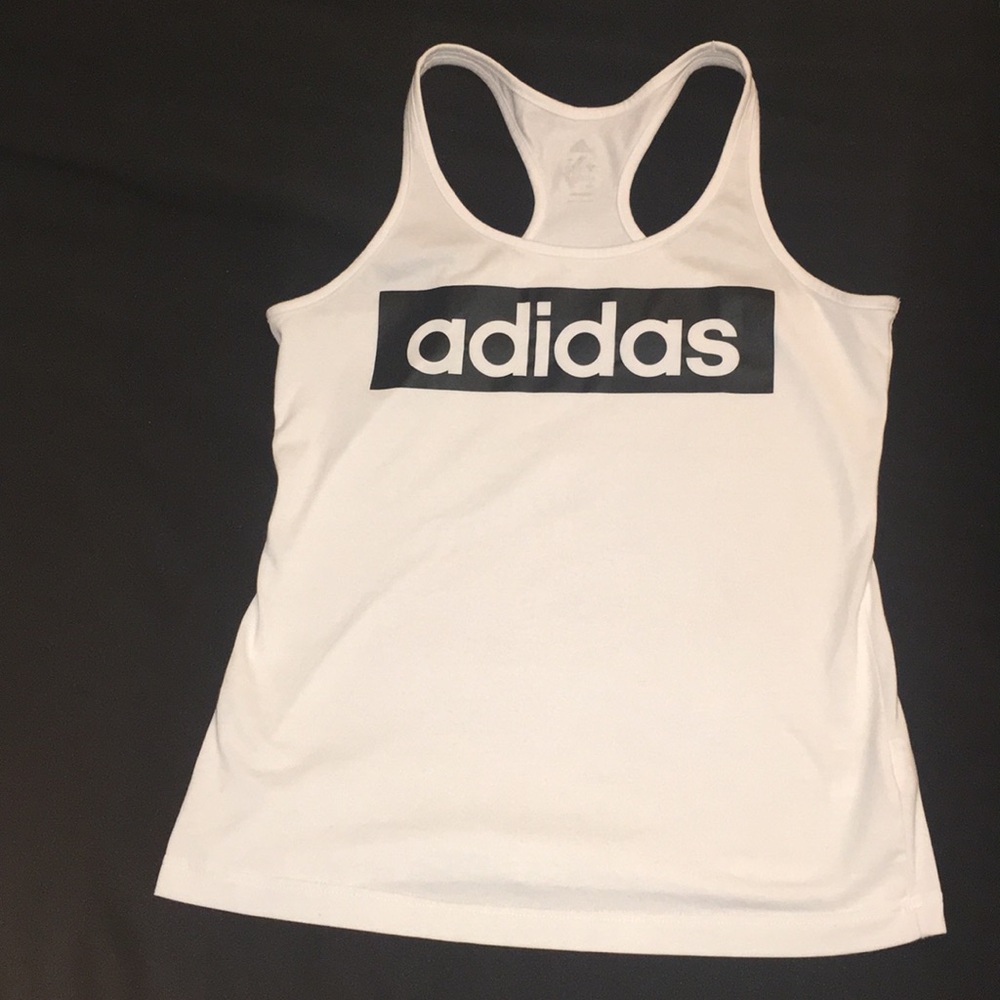 White & black Adidas tank top.